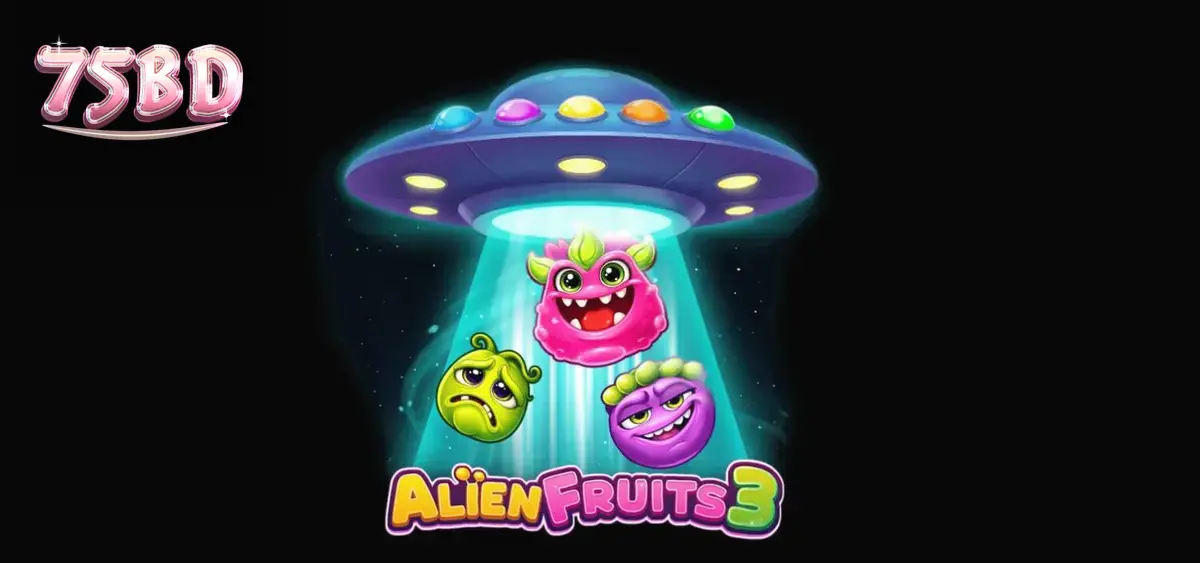 Alien Fruits 3 স্লট গেমের উজ্জ্বল নিয়ন মহাকাশ থিম এবং ৮×৮ গ্রিড ইন্টারফেস